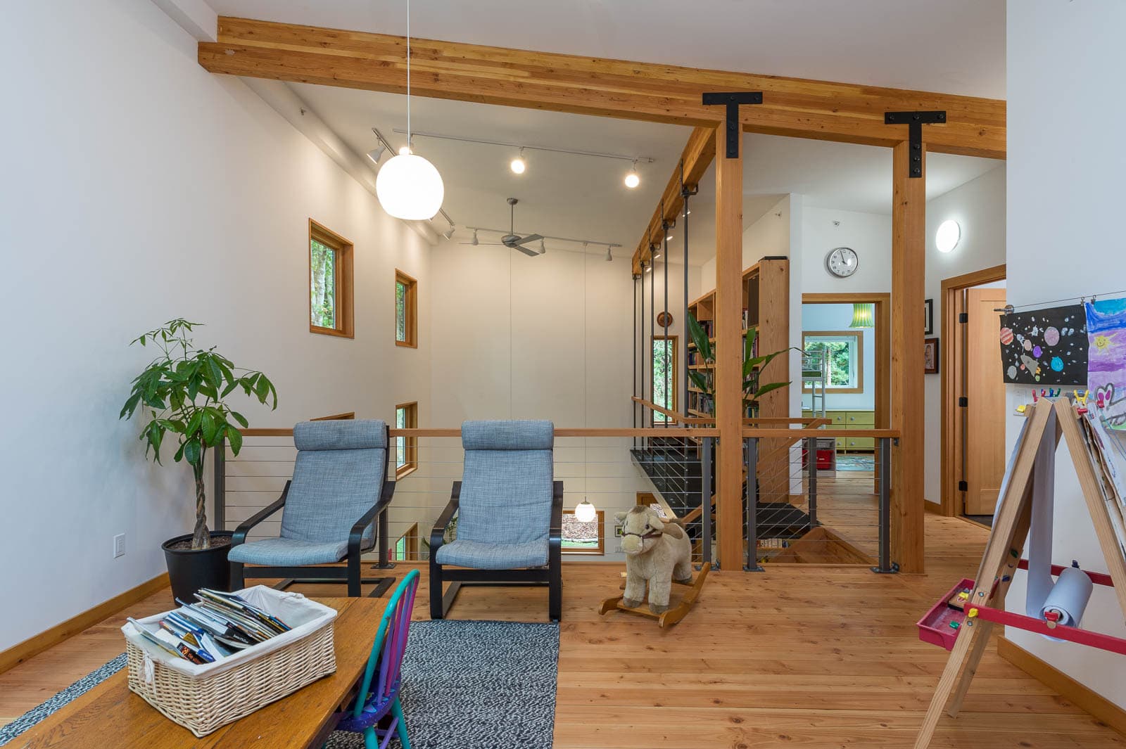 Natural wood interior in a healthy Vashon Island home